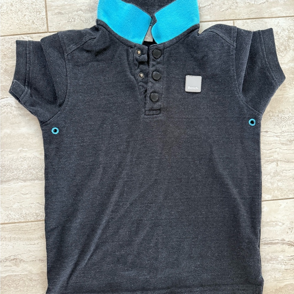 Bench Kids Polo Shirt - Charcoal and Aqua